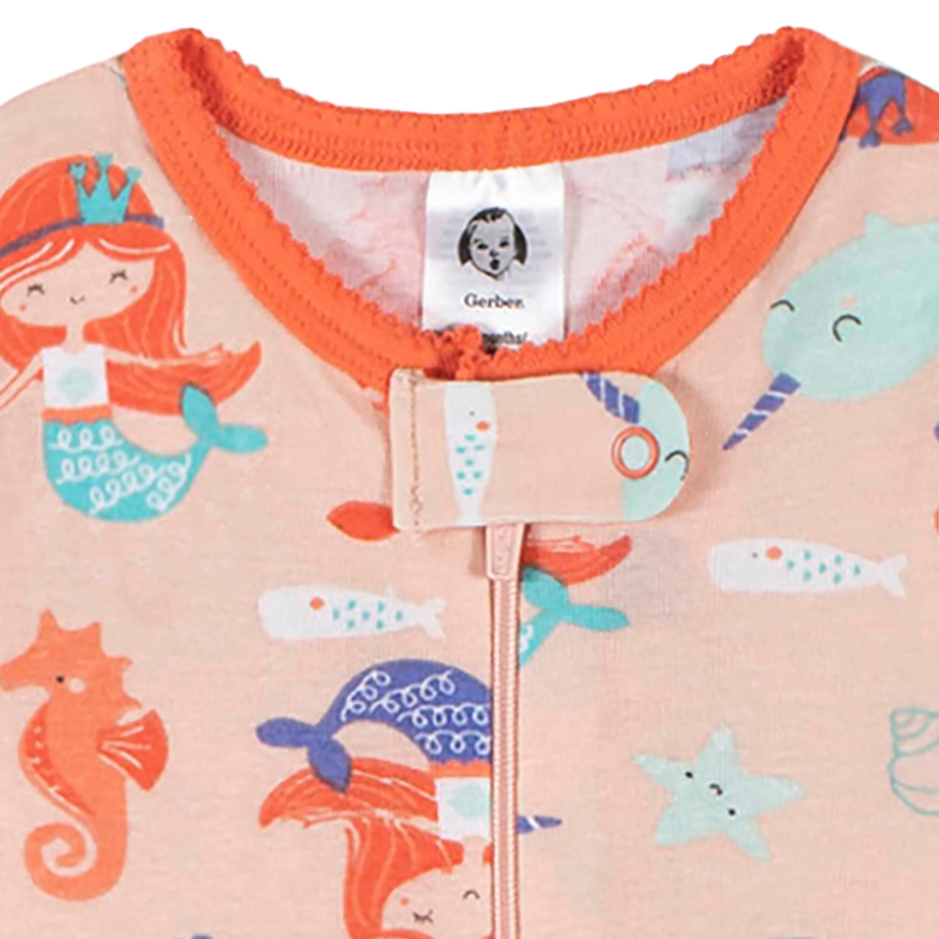 2-Pack Baby & Toddler Girls Mermaid Snug Fit Footed Cotton Pajamas