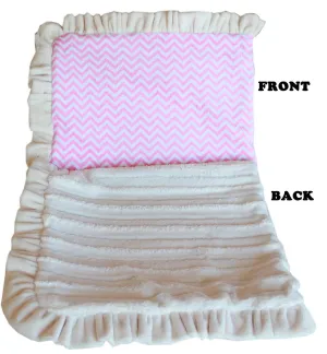 Luxurious Plush Pet Blanket Pink Chevron 1-2 Size