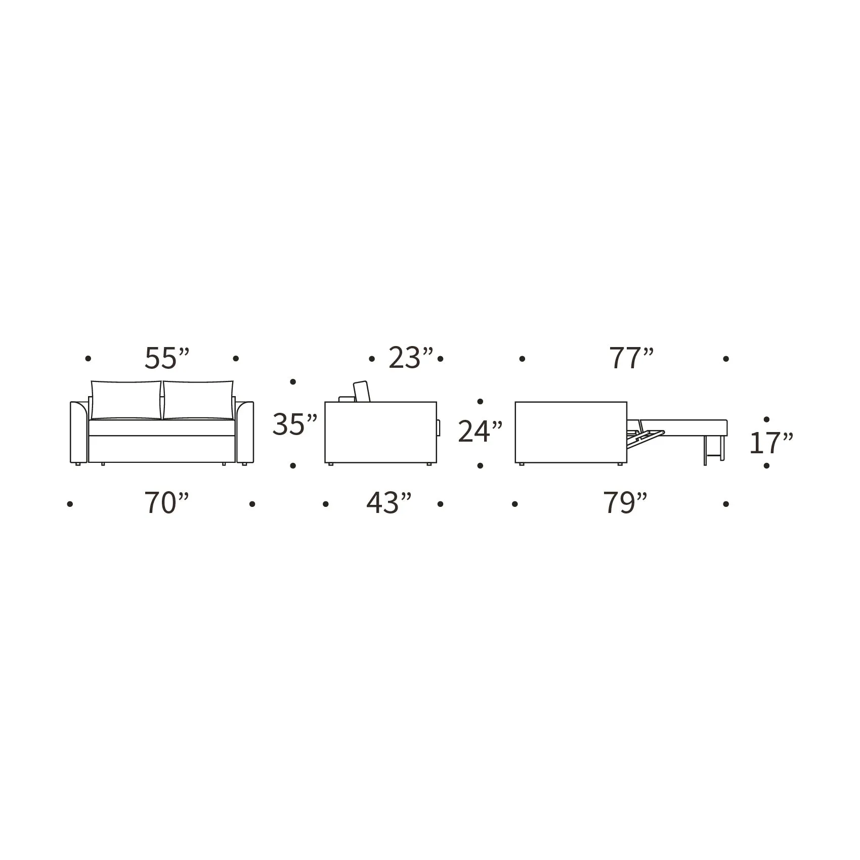 Neah Curved Arms Sofa Bed