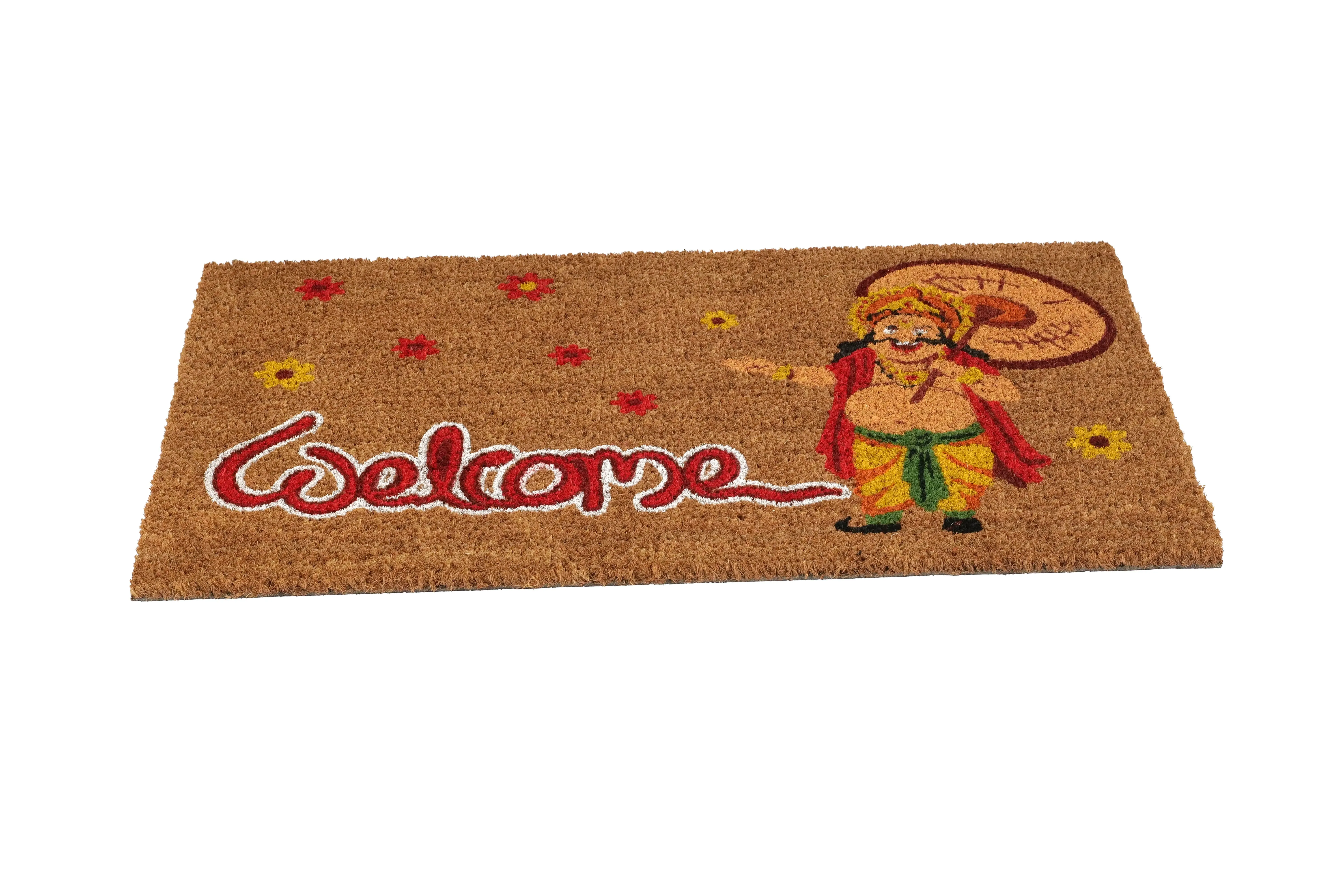 OnlyMat Onam Theme Kerala Doormat - Natural Brown