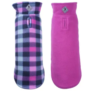 Purple Reversible Dog Sweater - The Worthy Dog Purple Check Fargo Fleece Reversible Jacket