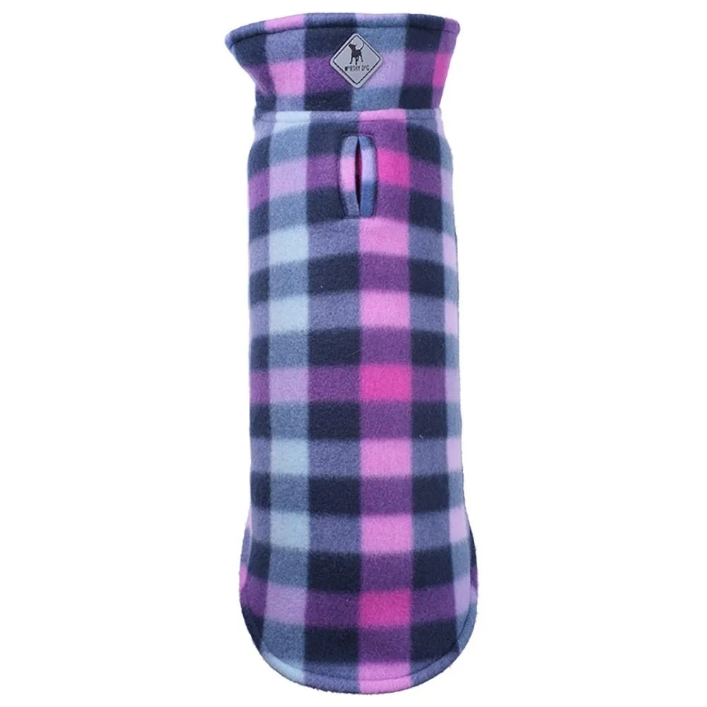 Purple Reversible Dog Sweater - The Worthy Dog Purple Check Fargo Fleece Reversible Jacket