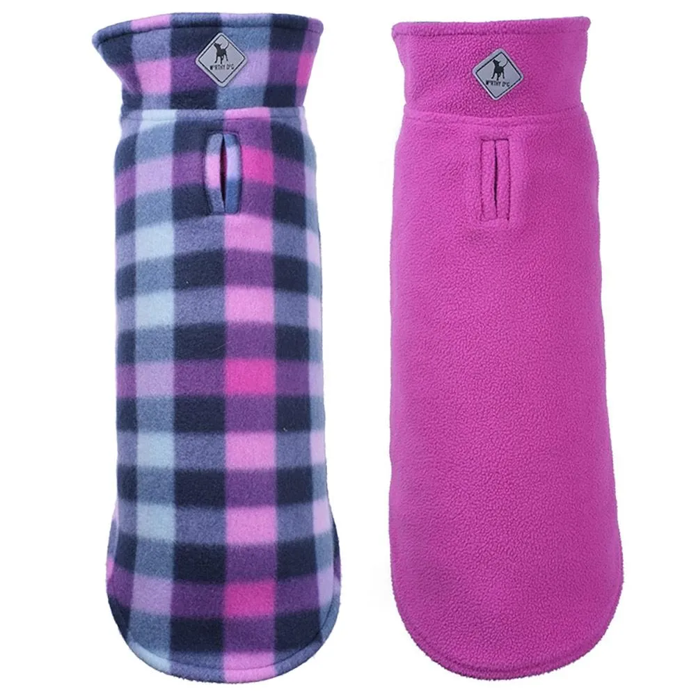 Purple Reversible Dog Sweater - The Worthy Dog Purple Check Fargo Fleece Reversible Jacket
