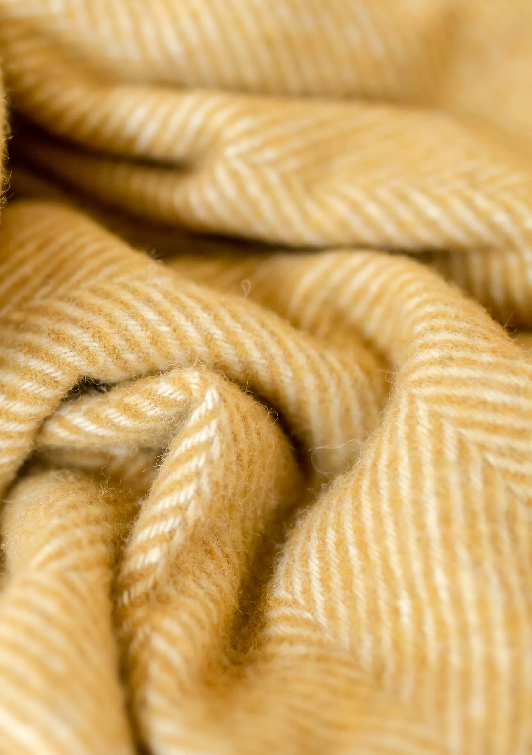 Recycled Wool Small Pet Blanket in Mustard Herringbone