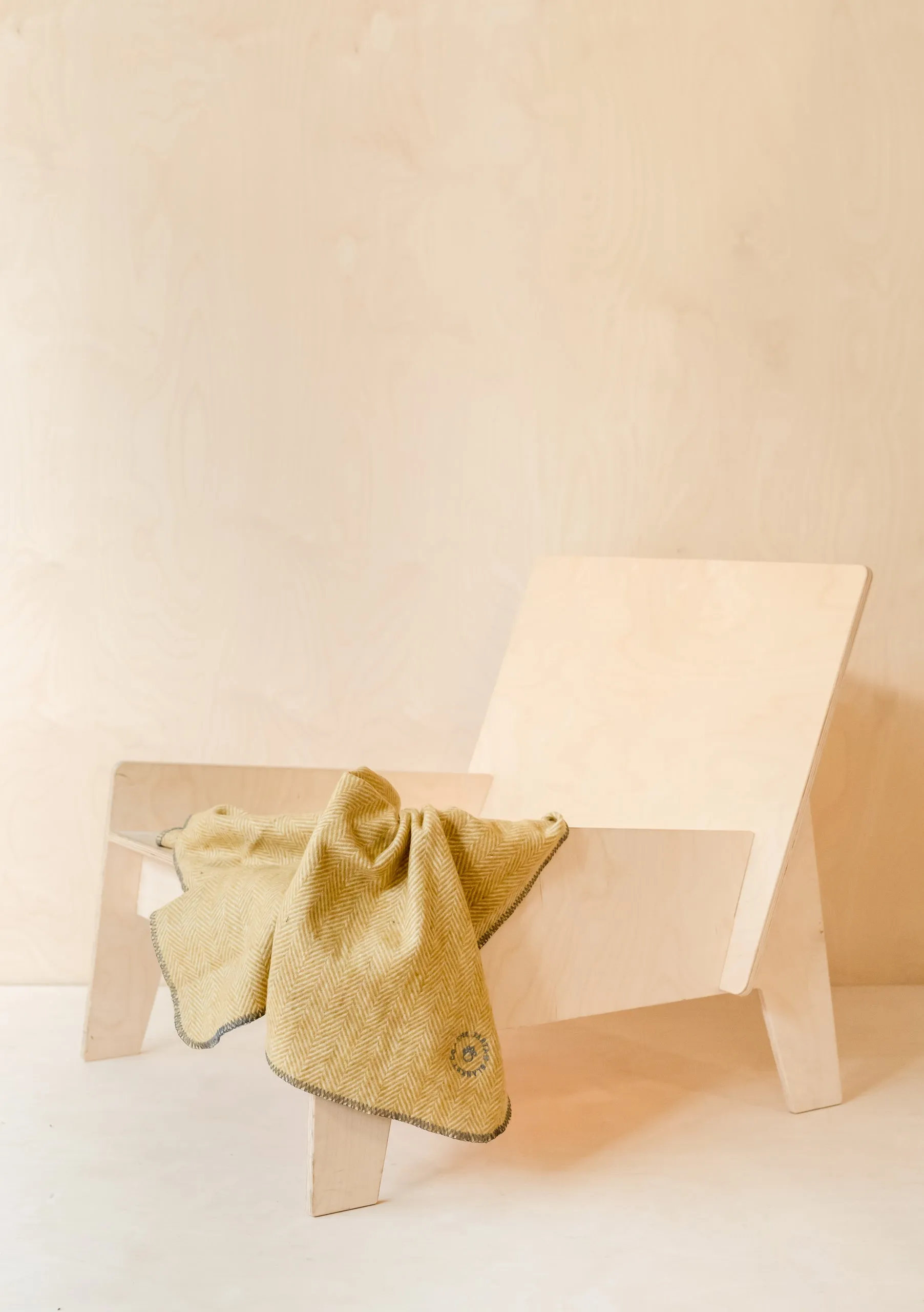 Recycled Wool Small Pet Blanket in Mustard Herringbone