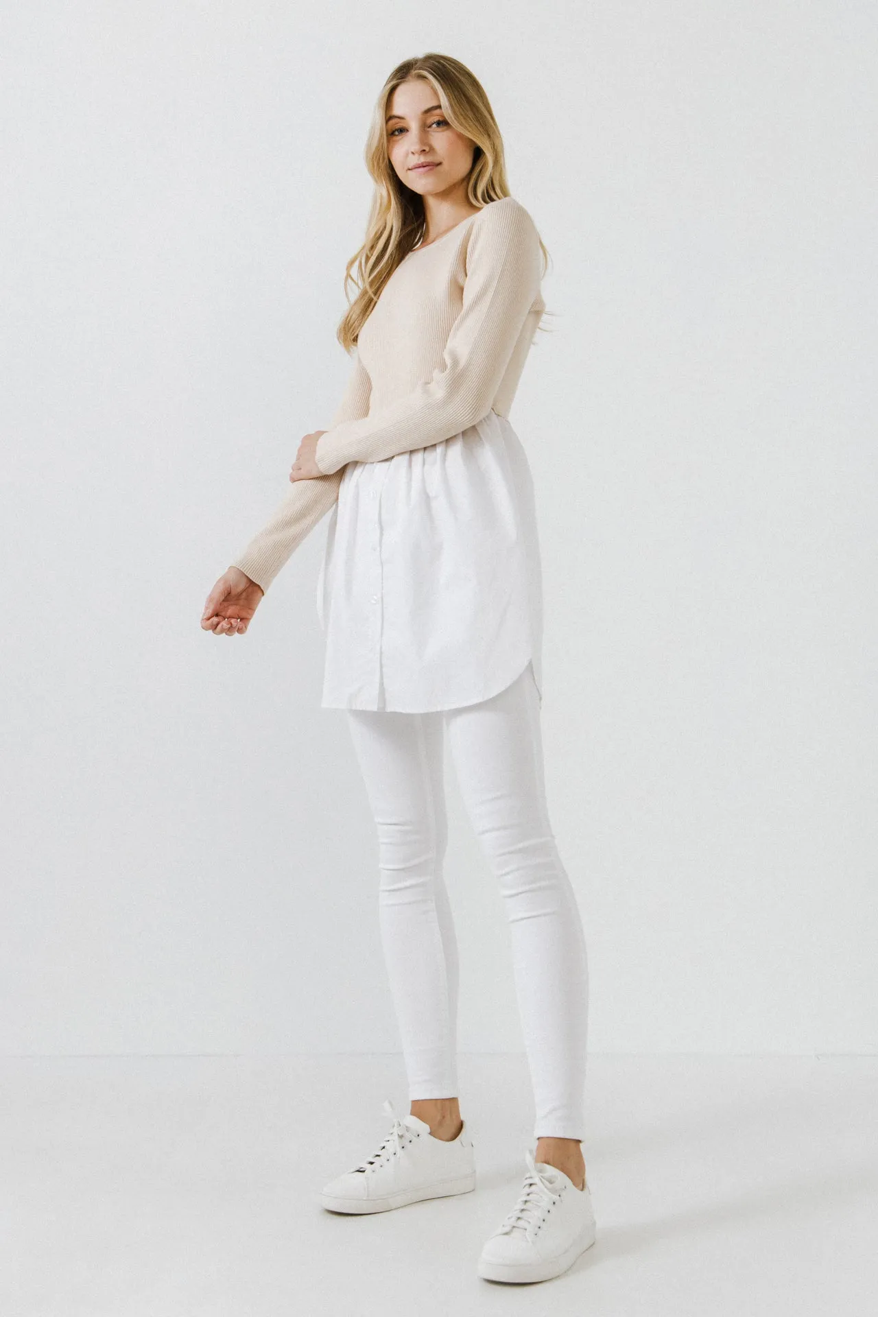 Shirt Detail Knit Top
