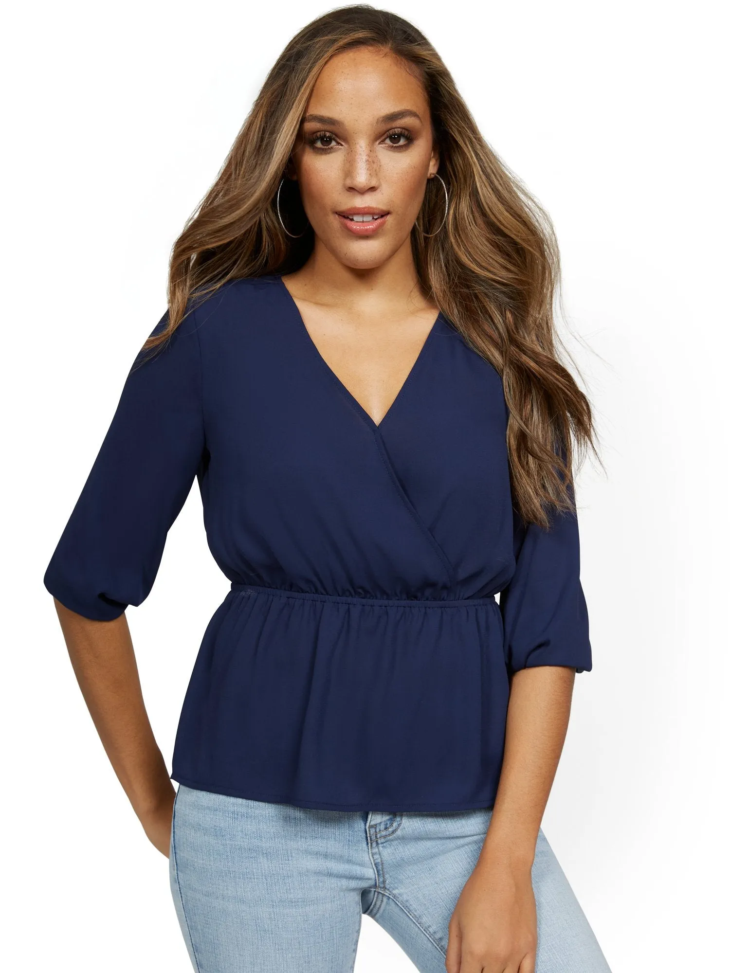 Tall Cinch-Waist Wrap Top