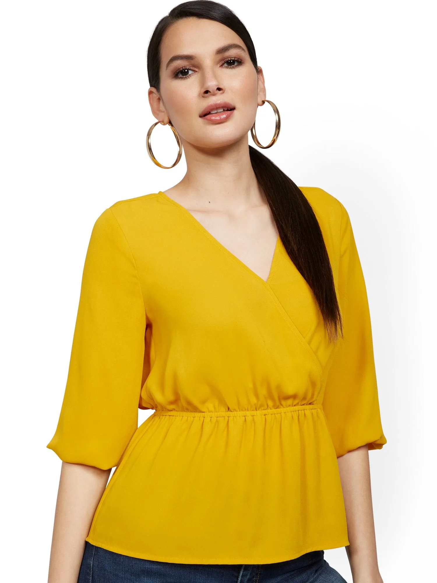Tall Cinch-Waist Wrap Top