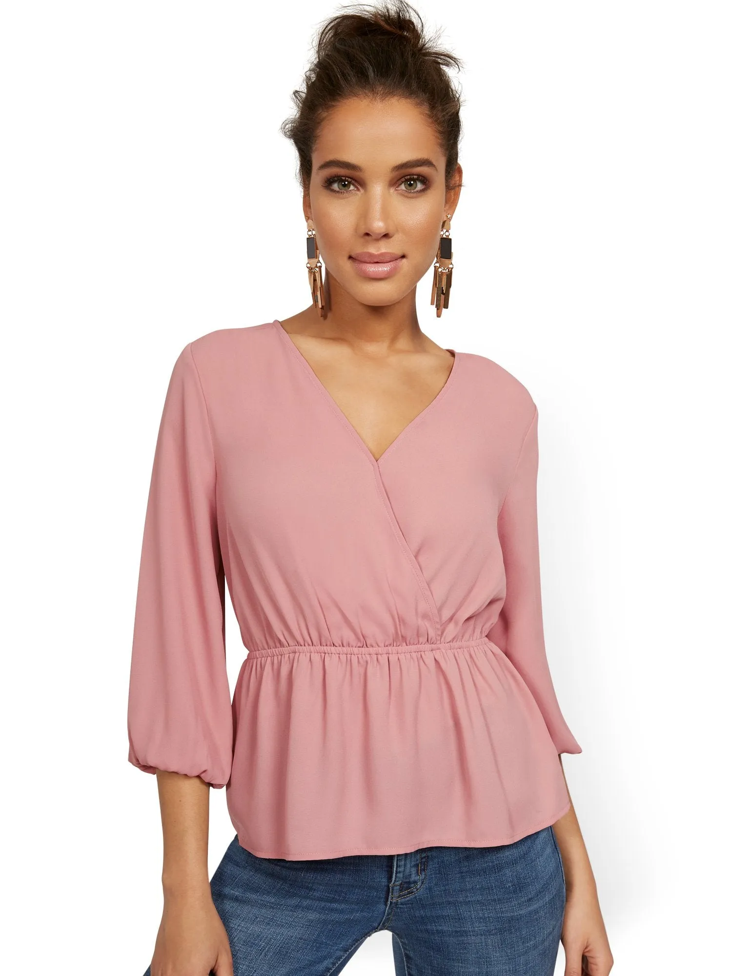 Tall Cinch-Waist Wrap Top